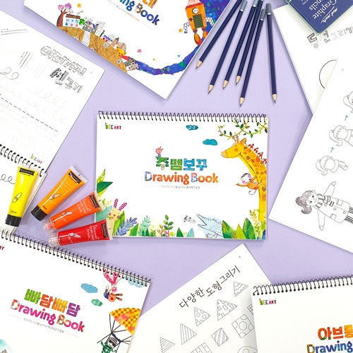 [만꾸] 유아 컬러링북/ 드로잉북/ 색칠공부 드로잉 북 (3권 1세트)