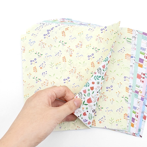 [만꾸] 꽃 무늬 양면 색종이(15cm) 플라워 패턴지 디자인