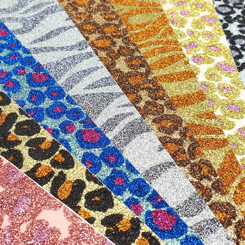 [만꾸] 반짝이 호피무늬 원단 스티커(10종)