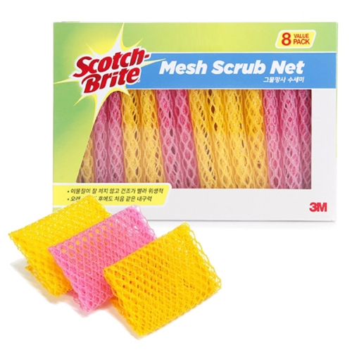 3M 스카치브라이트 그물망사 수세미 8개세트