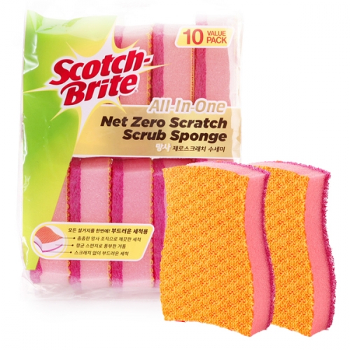 3M 스카치브라이트 올인원 망사 제로스크래치 수세미 10개세트
