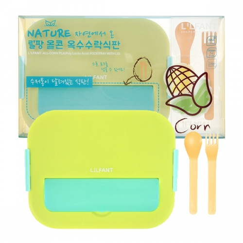 릴팡 옥수수 뚜껑식판 수저포크세트