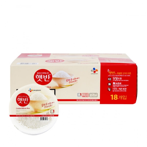 CJ 햇반 210g 18입 즉석 쌀밥 자취생 캠핑 일회용 간편 혼밥