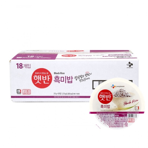 CJ 햇반 흑미밥 210g 18입 즉석 쌀밥 자취생 캠핑 일회용 간편 혼밥