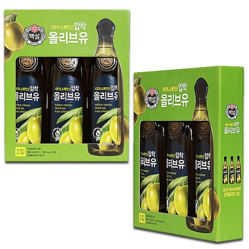 CJ 백설 올리브유 900ml x 3입 식용유 오일