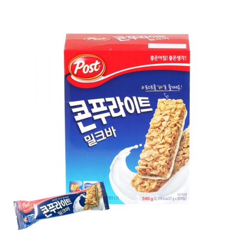 포스트 콘푸라이트 밀크바 20입 540g 아침 식사 대용 건강 간식 시리얼 씨리얼