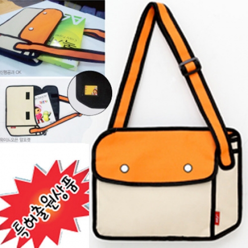 8802(주황)만화속가방-만화처럼 보이는 재미난 가방 크로스가방