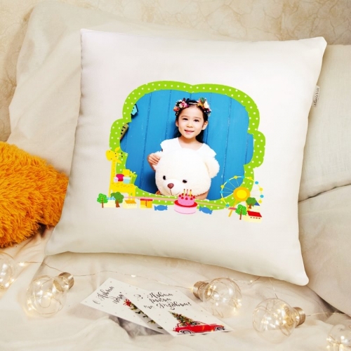 생일선물 졸업선물 내 맘대로 꾸미는 포토 쿠션(국내산)_베이비샤워그린(구름솜포함)