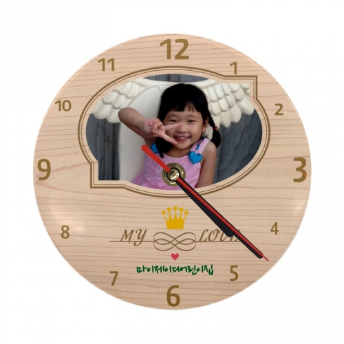 나만의 포토 시계 무소음 시계 _ 벽걸이 탁상용겸용_(우드그레인 크라운)