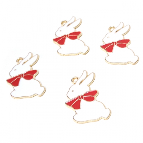 [탑키드] 메탈 리본 흰토끼 팬던트(1개)