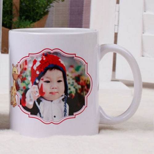 국내산 머그 돌잔치 맞춤머그컵 -기린프레임_핑크