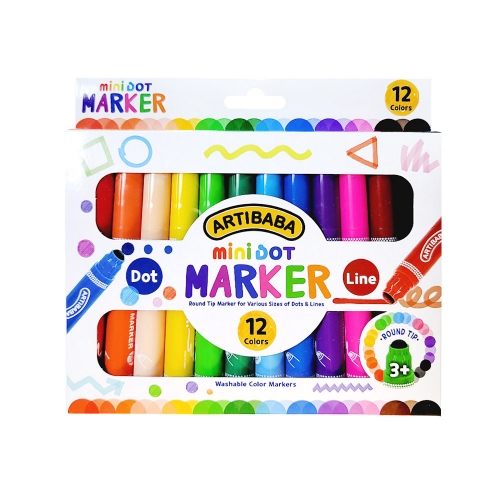 [아티바바] 미니 도트마카 12색 /도트찍기 다용도수성펜 색칠놀이