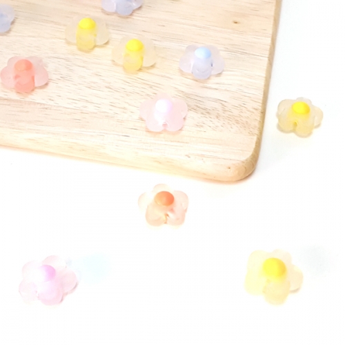 [탑키드] 불투명 파스텔 이중 꽃 비즈(약 35개)