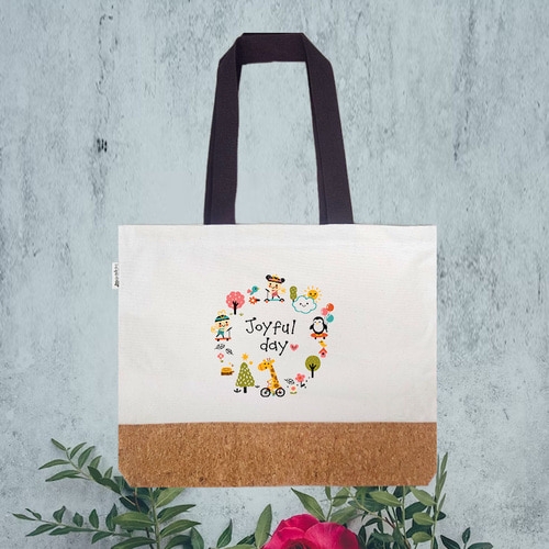 천연 코르크 배색 아트디자인 에코백 가방 숄더백(가로형)