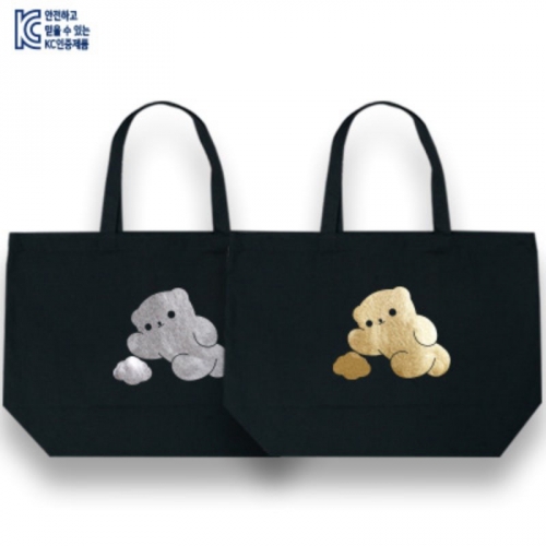 포일아트 에코백_곰구름 코지_이불가방_블랙