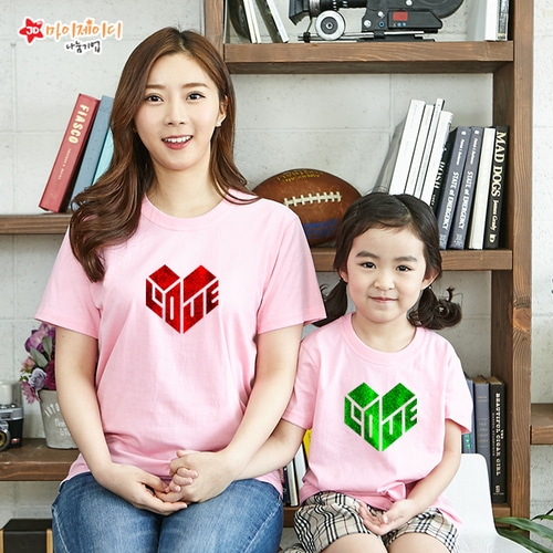 국내산 순면 크리스챤 반짝반짝 글리터 아트 티셔츠 반팔 _하트인러브