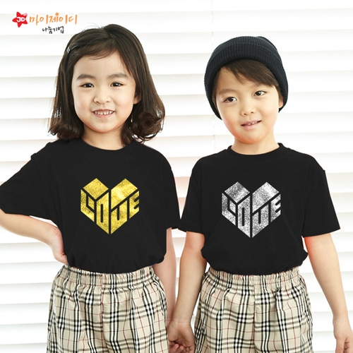 국내산 순면 크리스챤 반짝반짝 글리터 아트 티셔츠 반팔 _하트인러브