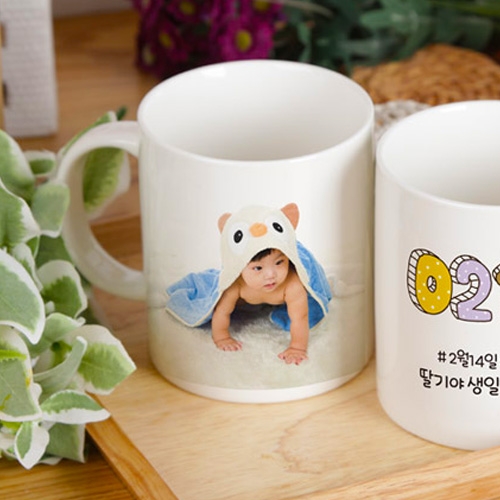 [딸기느낌]포토 머그컵 생일 수료 기념일 돌답례 주문제작