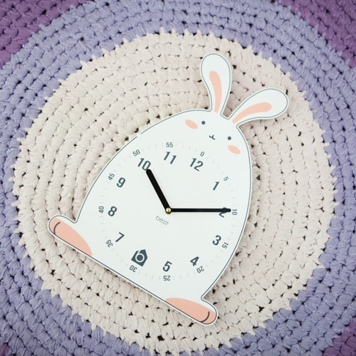 어린이 아이방 교육용 무소음 벽시계 -  재치있는 토끼