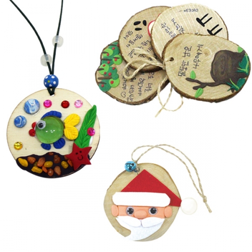 천연 나무조각 원형_구멍 대