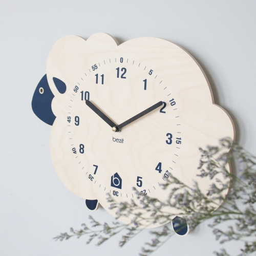 어린이 아이방 교육용 무소음 벽시계 - 블루 램