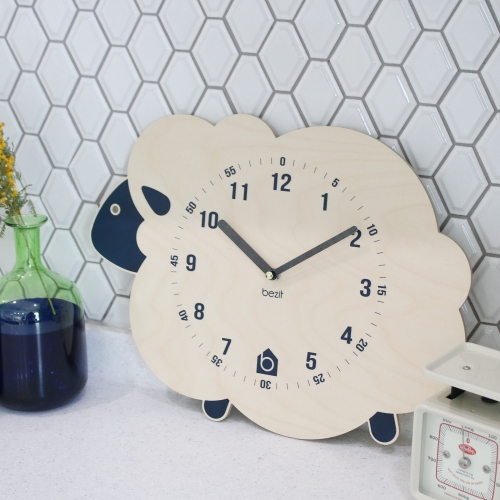 어린이 아이방 교육용 무소음 벽시계 - 블루 램