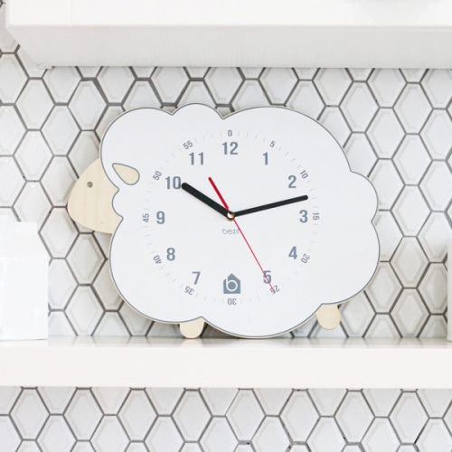 어린이 아이방 교육용 무소음 벽시계 - 화이트 램