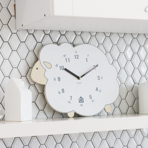 어린이 아이방 교육용 무소음 벽시계 - 화이트 램