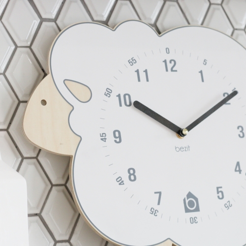 어린이 아이방 교육용 무소음 벽시계 - 화이트 램