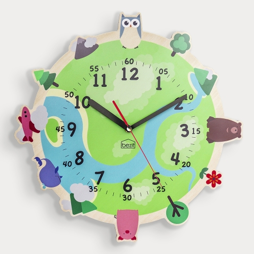 어린이 아이방 교육용 무소음 벽시계 - 해피어스