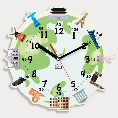 어린이 아이방 교육용 무소음 벽시계 - 세계의 랜드마크
