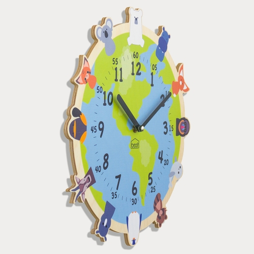 어린이 아이방 교육용 무소음 벽시계 - 멸종위기 동물