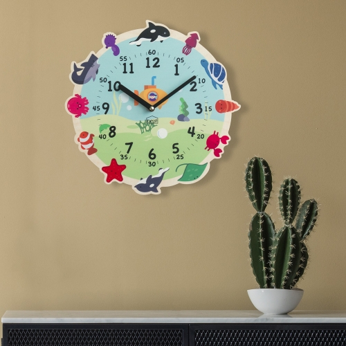 어린이 아이방 교육용 무소음 벽시계 - 바다탐험대