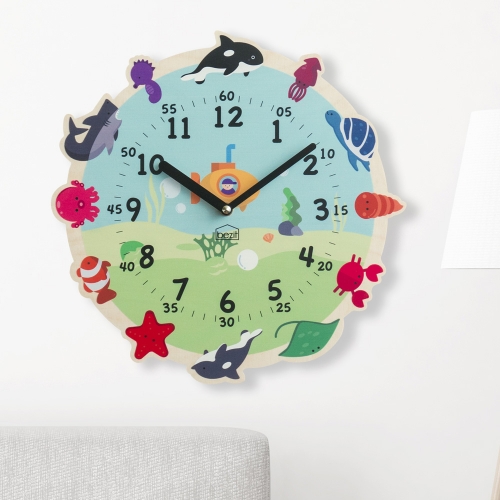 어린이 아이방 교육용 무소음 벽시계 - 바다탐험대