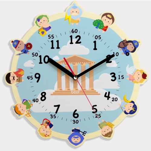어린이 아이방 교육용 무소음 벽시계 - 올림포스 12신