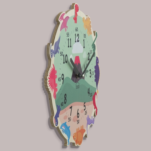 어린이 아이방 교육용 무소음 벽시계 - 해피 다이노소어