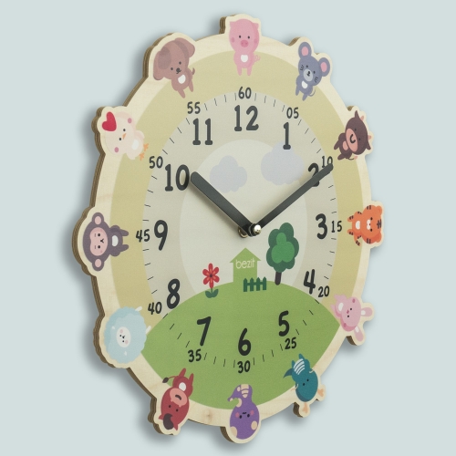 어린이 아이방 교육용 무소음 벽시계 - 12간지 우리가족