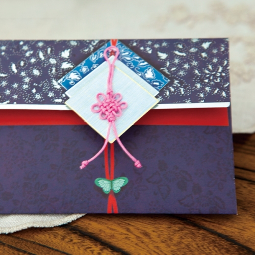 사각보 핑크매듭 전통 용돈봉투 FB217-1