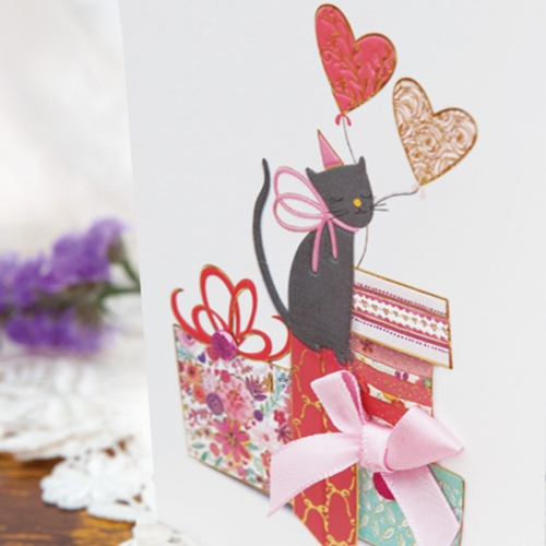 선물상자와 고양이 카드 FT1034-2