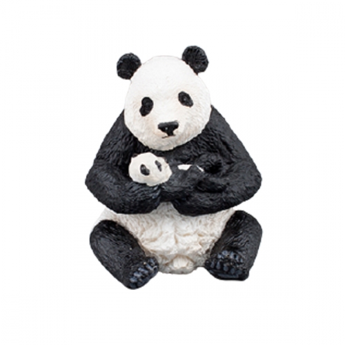 파포 앉아잇는 팬더와 아기팬더