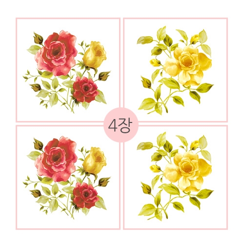 스티커몰 그래픽타일(4매) 클래식장미 CSGT-34