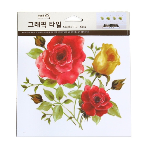 스티커몰 그래픽타일(4매) 클래식장미 CSGT-34