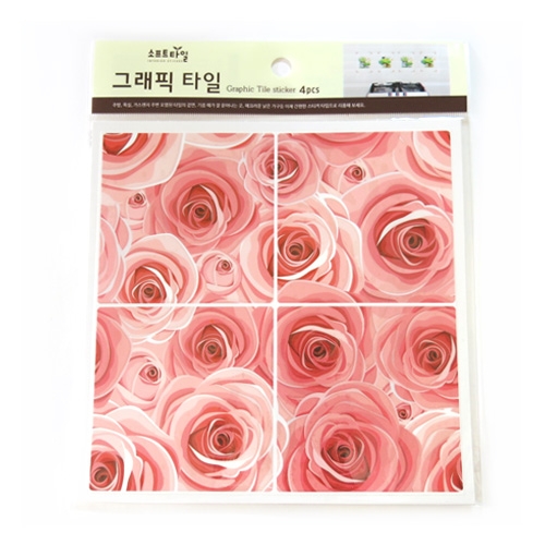 스티커몰 그래픽타일(4매) 장미 CSGT-38