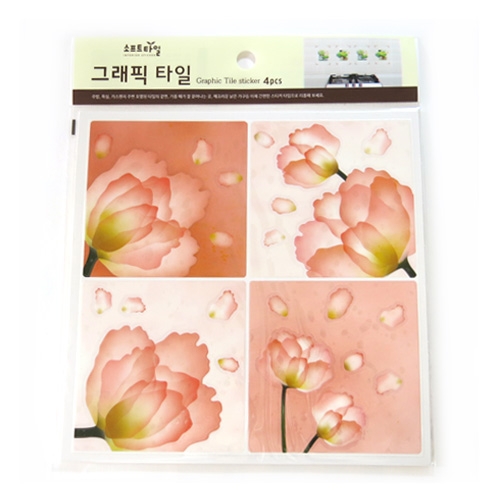 스티커몰 그래픽타일(4매) 플라워 CSGT-41