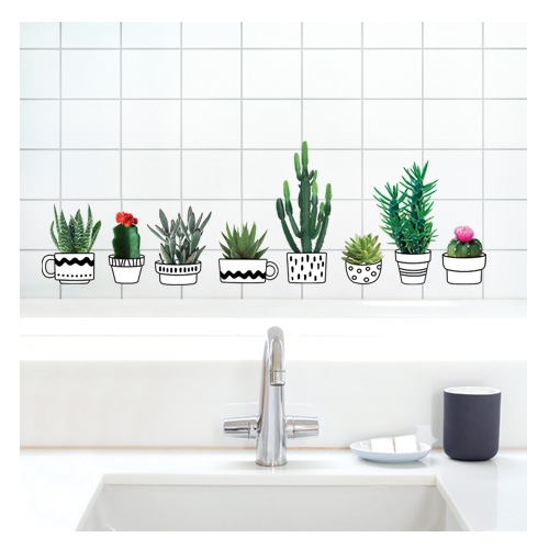 스티커몰 반짝이 데코(2매) 선인장화분 GS-5009