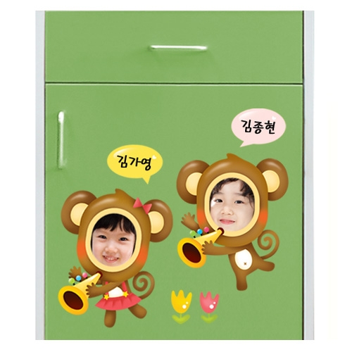 스티커몰 사진이름표(5매) 원숭이음악대 N-719
