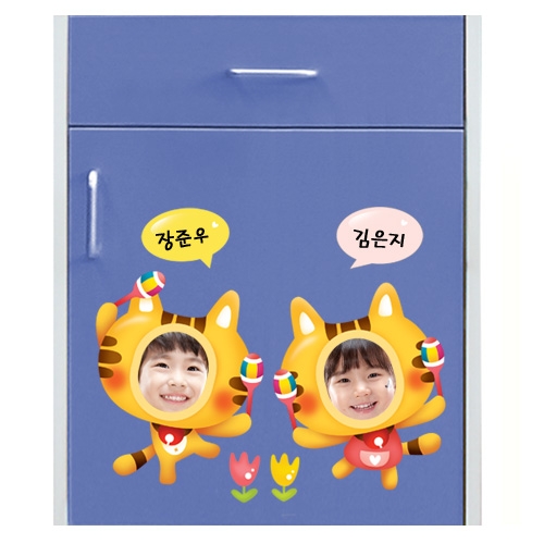 스티커몰 사진이름표(5매) 고양이음악대 N-720