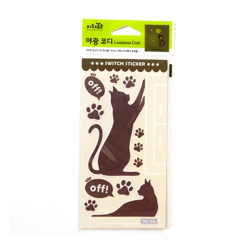 스티커몰 야광스위치코디(2매) 심플고양이 NC-55