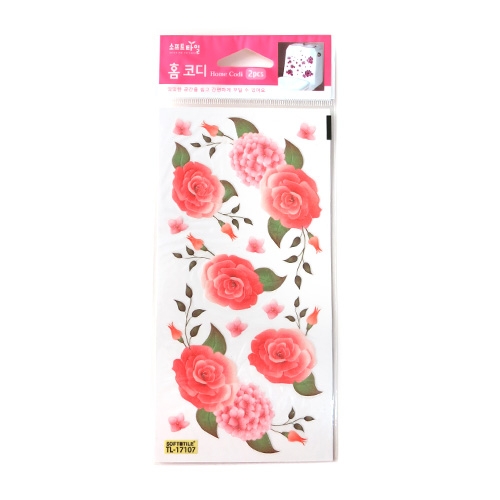 타일 스티커홈코디[2매] 장미와 수국 TL-17107