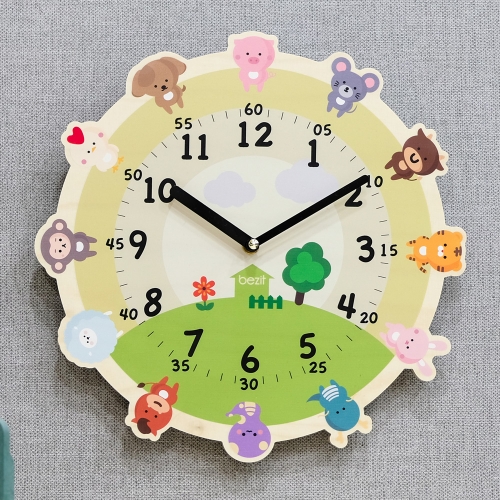 (이벤트가)어린이 아이방 교육용 무소음 벽시계 - 12간지 우리가족